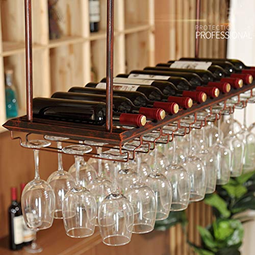 DHSKFUA Weinständer Decke mit Metallrahmen, Rotweinflaschen -Glashalterregal für 18 Flaschen, Sparen Sie Platz, Weinprotokoll -Display -Regal Progress von DHSKFUA