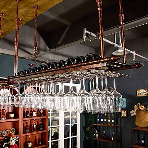 DHSKFUA Wine Rack American Style Rotweinregal Industrial Wind Hanging Weinglashalter Loft Rotweinglas Rahmen auf den Kopf nach unten Weinhalter lagern (Größe: 100 cm) (80 cm) Hoffnung von DHSKFUA
