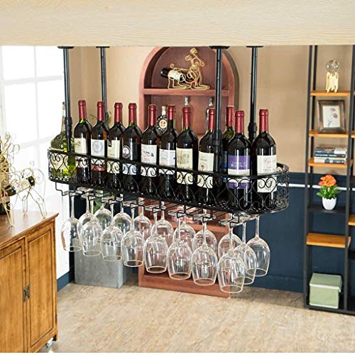 DHSKFUA Wine Rack Loft Industrial Wind Retro Hanges Weinglasregal Europäischer Stil Rotweinflasche Rack (Farbe: Schwarz Größe: L120W25 cm) Hoffnung Progress von DHSKFUA
