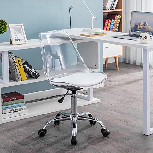 Transparente Mitte Rücken Gaming Stuhl Home Bürostuhl Einstellbare Rollen Stuhl Einstellbare Höhe - Weiß Fortschritt von DHSKFUA