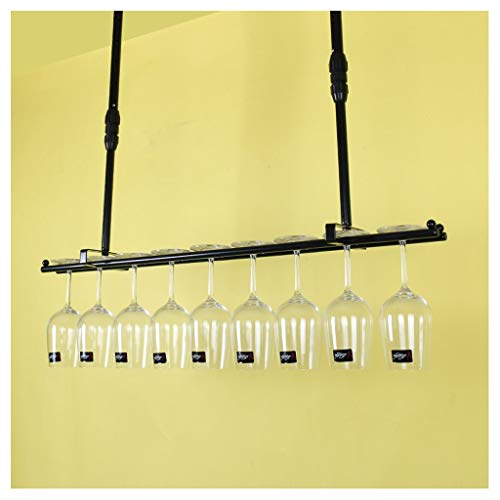 Weinglasregal hängende schwarze Deckenweinregal Red Wine Cup Hold auf den Kopf nach unten Tasse Iron Bar Creative Hanging Cup Halter Traube Champagner Glass Becher STEMWARE Single Row/D. progress von DHSKFUA
