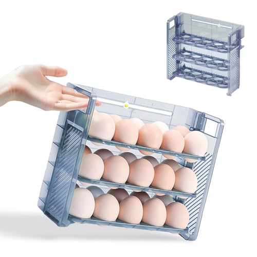 DHSUN Eierbehälter für Kühlschrank eier aufbewahrung kühlschrank eierhalter kühlschrank 3 Schichten bieten Platz für 30 Eier und werden automatisch umgedreht, um den Zugriff zu erleichtern. von DHSUN