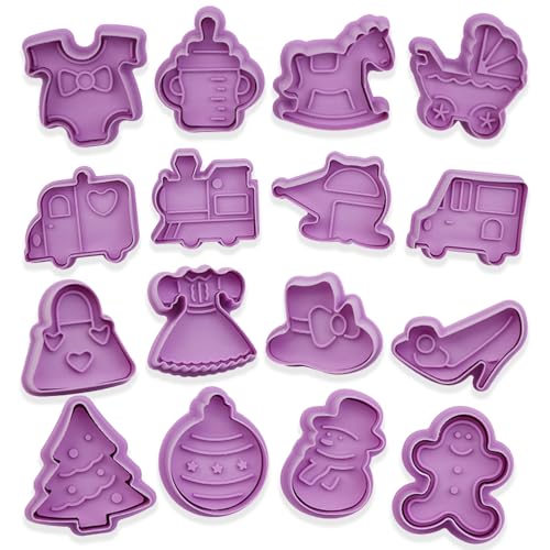 Keksausstecher weihnachten 16 Stück ausstechformen weihnachten plätzchen ausstecher weihnachten 3D Set Cookie Cutter ausstechformen kinder plätzchenausstecher weihnachten von DHSUN