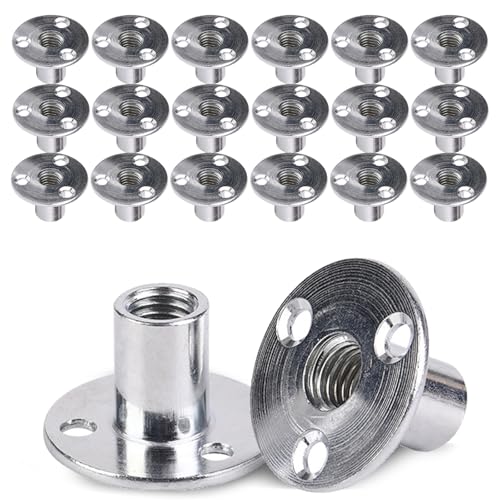 20 Stück 3 Loch T Mutter M8, Flanschmutter M8 Flanschmuttern Einschraubmutter 3 Loch T Nut T Muttern Brad Loch zur Befestigung Verbindungsmöbel (M8x37x2,5mm) von DHSWNNG