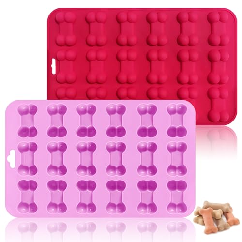 DHSWNNG Backmatte Hundekekse, 2 Stück Backmatte Hund Silikon Hundebackmatten Rechteckig Form Hundekekse Backform Antihaftend Silikonform Hundeknochen für DIY Hundeleckerlies Schokolade Süßigkeiten von DHSWNNG