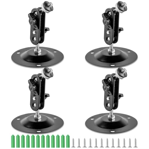 Kamera Halterung Wand, 4 Stück Kamera Wandhalterung 360 Grad Verstellbare Metal Sicherheitskamera Halterung für Innen Außenbereich (Schwarz) von DHSWNNG