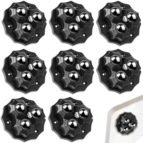 Möbelrollen Klein, 8 Stück 360° Kugelrollen Schwerlast Selbstklebend Starkes mit Schrauben 3 Kugelrolle Flach Rollen für Möbel Aufbewahrungsbox Mülleimer Küchengeräte (Schwarz) von DHSWNNG
