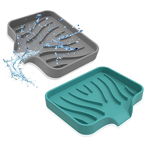Seifenschale, 2 Stück Silikon Seifenschalen mit Selbstentleerender Drainage Rutschfreies Design Seifenhalter Seifenablage Dusche Seifendose Soap Dish for Shower Bad Küche Zähler von DHSWNNG