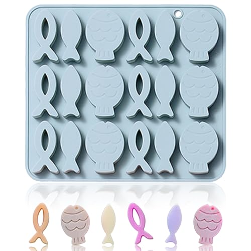 Silikonform Fisch, Silikonformen Backen 18 Gitter Schokoladenform Fisch Deko Fische Kommunion Ausstechformen Fondant Formen Multifunktionale Silikonform für Seife Kuchen Deko von DHSWNNG