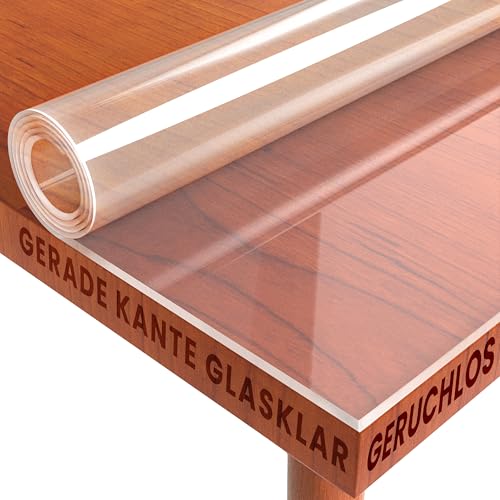 Transparente Tischfolie Schutzfolie Folie 2mm Eckig 100 x 270 cm Maschinenzuschnitt Tischdecke Schutztischdecke Made in Germany von DHT-Folien-2mm