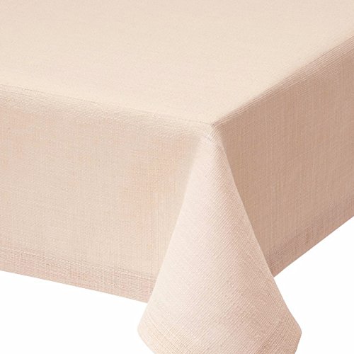 Hochwertige Festliche mediterrane Tischdecke Meran Eckig 130 x 280 cm Beige Apricot aus 100% Baumwolle mit Leinenstruktur von DHT-Meran