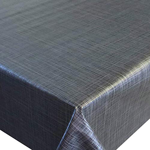 d-c-fix Wachstuch Wachstischdecke Tischdecke Gartentischdecke Leinen Look Grau Anthrazit Breite & Länge wählbar 140 x 270 cm Eckig abwaschbar von DHT-Wachstuch-d-c-fix