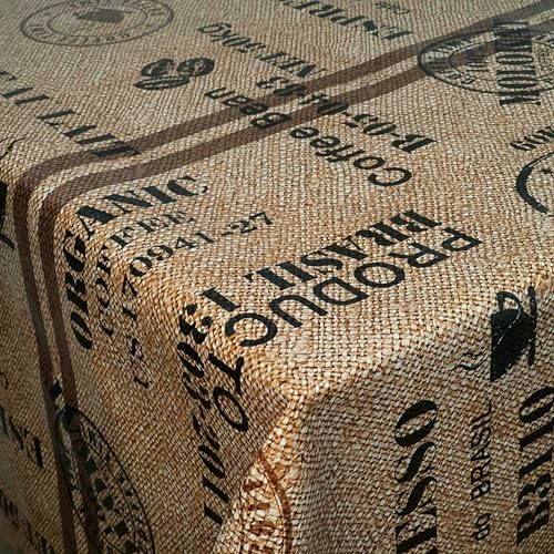 Wachstuch Wachstischdecke Tischdecke Breite und Länge wählbar Kaffeesack Braun Beige 120 x 140 cm Eckig abwaschbar Gartentischdecke von DHT-Wachstuch
