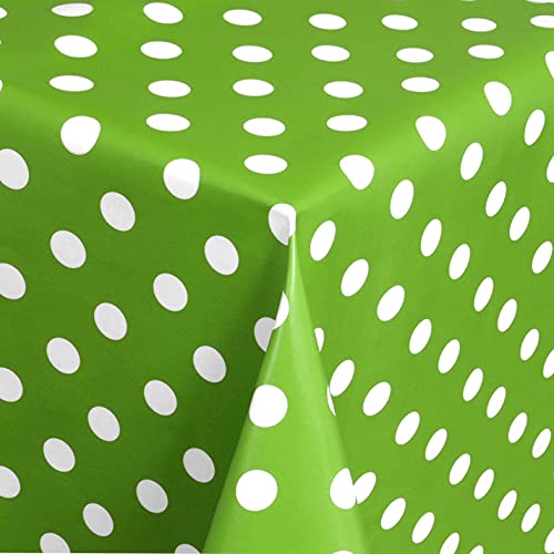 Wachstuch Wachstischdecke Gartentischdecke Tischdecke Größe wählbar Punkte Grün Eckig 100 x 170 cm abwaschbar von DHT-Wachstuch