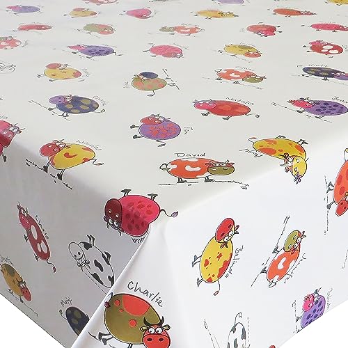 Wachstuch Wachstischdecke Tischdecke Breite und Länge wählbar Kleine Kühe Bunt Weiss 110 x 250 cm Eckig abwaschbar Gartentischdecke von DHT-Wachstuch