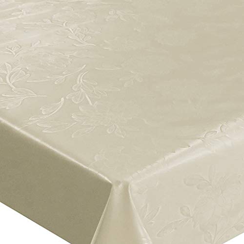 Wachstuch Wachstischdecke Tischdecke Gartentischdecke Blumen Uni Creme Beige Breite & Länge wählbar 100 x 120 cm Eckig geprägt abwaschbar von DHT-Wachstuch