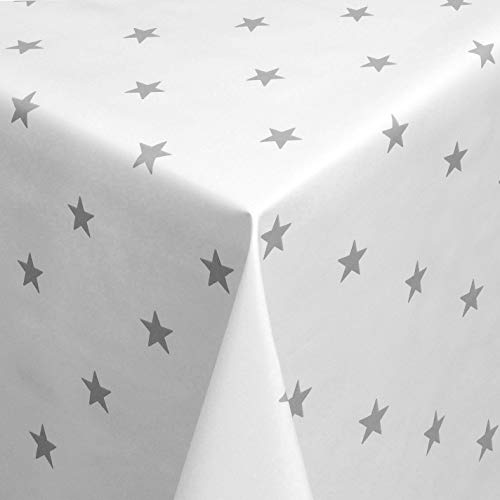 Wachstuch Wachstischdecke Tischdecke Gartentischdecke Sterne Weiß Breite & Länge wählbar 120 x 250 cm Eckig abwaschbar von DHT-Wachstuch