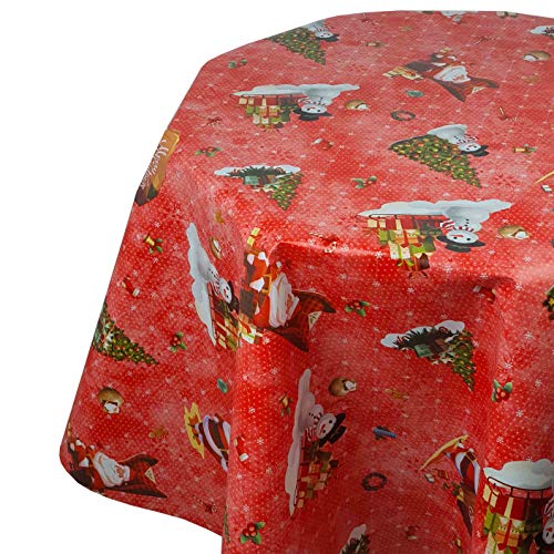 Wachstuch Wachstischdecke Tischdecke Weihnachtstischdecke Zuckerstange Rot Oval 130 x 220 cm abwaschbar Weihnachten von DHT-Wachstuch
