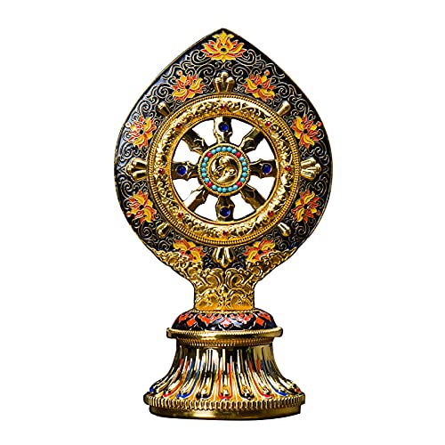 DHTOMC Falun Ornamente,Tantrische Buddhismus Tempeldekorationen,Gemalte Zhuan Falunbao Ornamente,15cm*15cm*26.5cm von DHTOMC