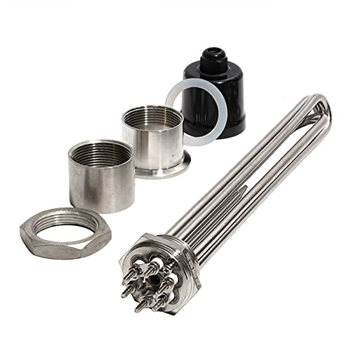DHVIJA 1 1/2" BSP/DN40 Wasserheizelement mit Zubehör 220V/380V 304SUS Elektrisches Heizrohr mit Erdungsschraube und Sonde Joyous (Size : A-220V, Color : 12KW 355mm) von DHVIJA