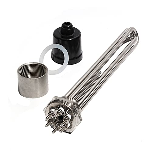 DHVIJA 1 1/2" BSP/DN40 Wasserheizelement mit Zubehör 3KW/4.5KW/6KW/9KW/12KW elektrisches Heizrohr mit Erdungsschraube und Sonde Joyous (Size : B-220V, Color : 4.5KW 210mm) von DHVIJA