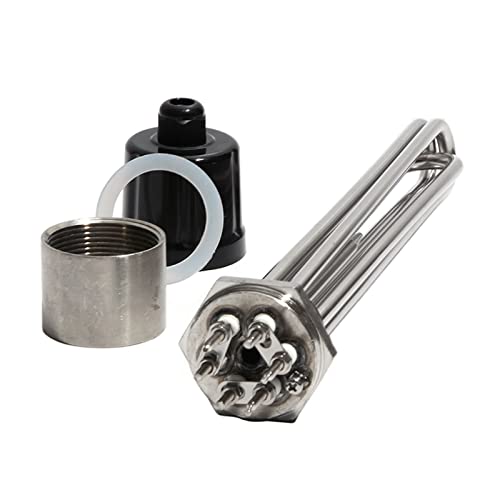 DHVIJA 1 1/4 Zoll BSP/DN32 Gewinde 3U Tauchsieder mit Sonde und Erdungsschraube 3/4,5/6/9/12KW Heizelement mit Zubehör Joyous (Size : B-380V, Color : 12KW 355mm) von DHVIJA