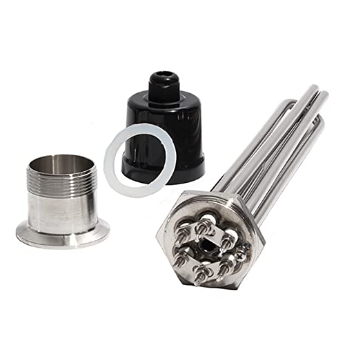 DHVIJA 1 1/4 Zoll BSP/DN32 Gewinde 3U Tauchsieder mit Sonde und Erdungsschraube 3/4,5/6/9/12KW Heizelement mit Zubehör Joyous (Size : D-380V, Color : 6KW 250mm) von DHVIJA