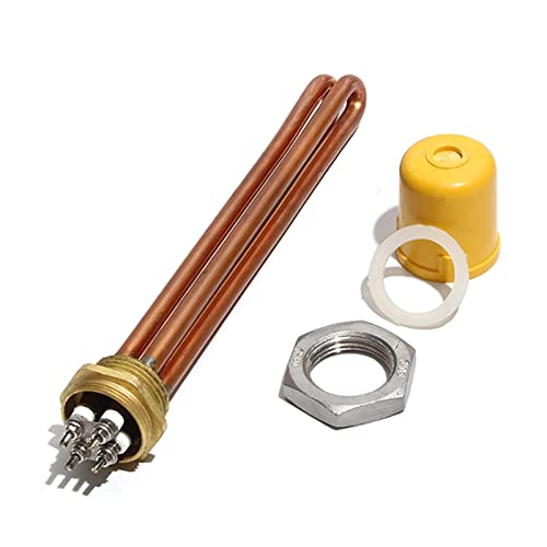 DHVIJA 1 Inch/DN25 Immersions-Warmwasserbereiter-Teil mit Zubehör All Copper Electric Heat Element 220V 3KW/6KW/9KW/12KW Joyous (Color : A-220V, Size : 3KW 200mm Copper) von DHVIJA