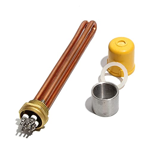 DHVIJA 1 Inch/DN25 Immersions-Warmwasserbereiter-Teil mit Zubehör All Copper Electric Heat Element 220V 3KW/6KW/9KW/12KW Joyous (Color : B-220V, Size : 3KW 200mm Copper) von DHVIJA
