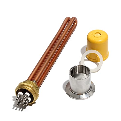 DHVIJA 1 Inch/DN25 Immersions-Warmwasserbereiter-Teil mit Zubehör All Copper Electric Heat Element 220V 3KW/6KW/9KW/12KW Joyous (Color : C-220V, Size : 9KW 300mm Copper) von DHVIJA