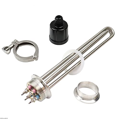 DHVIJA 2 "TRI-Klammer Wasser Heizelement Edelstahl Elektrische Eintauchtaucher-Rohrheizung Fit Zum Brühen Joyous(Heater Clamp Set,220v 4500w) von DHVIJA
