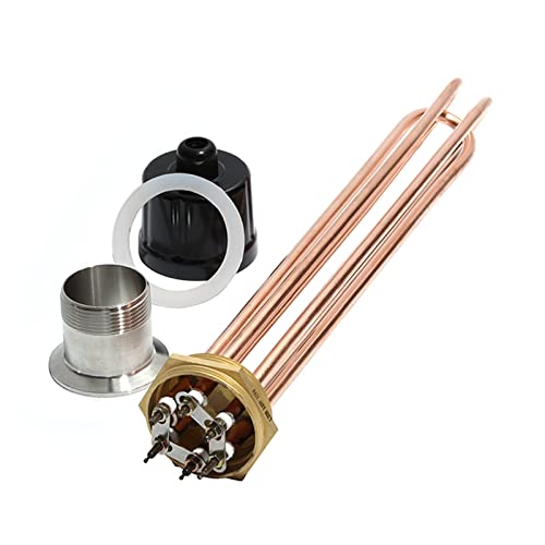 DHVIJA 2 Zoll/DN50 8 mm Durchmesser All Copper Tubular Water Heater mit Zubehör 110 V/220 V/380 V Elektroheizung Teil 3KW/4,5KW/6KW/9KW/12KW Joyous (Size : D-380V, Color : 6KW 240mm) von DHVIJA