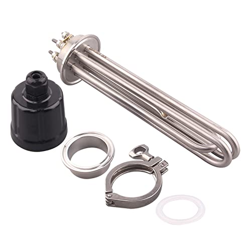 DHVIJA Heizelement 220 V, 2 Zoll, Tri-Pin, Klemme, 64 mm, Eintauchen, Wasser, 3 kW, mit Rohrsonde Joyous(mit Klemme, Edelstahlkappe) von DHVIJA