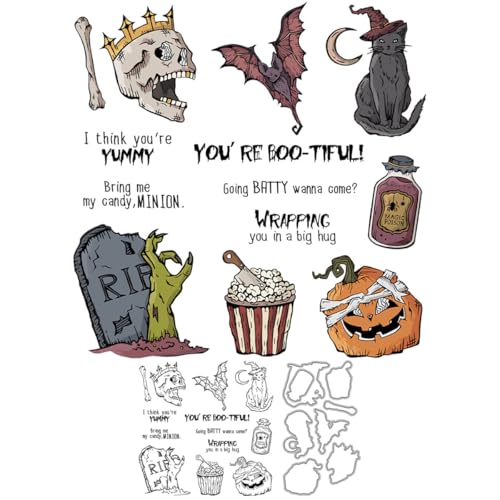 Halloween-Grabstein-Stempel und Stanzformen für Kartenherstellung, Totenkopf, Fledermaus, transparenter Silikon-Stempel und Metall-Stanzformen, Sets für DIY, Scrapbooking, Papierbasteln, Siegel Halloween-Grabstein-Stempel und Stanzformen für Kartenherstellung, Totenkopf, Fledermaus, transparenter Silikon-Stempel und Metall-Stanzformen, Sets für DIY, Scrapbooking, Papierbasteln, Siegel von DHVTESN