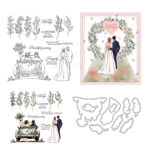 Hochzeitsstempel und Stanzformen für Kartenherstellung, Paar, transparent, Silikon, Stempel und Metall-Stanzformen, Sets für DIY, Scrapbooking, Papierbasteln, Siegel, dekoratives Zubehör Hochzeitsstempel und Stanzformen für Kartenherstellung, Paar, transparent, Silikon, Stempel und Metall-Stanzformen, Sets für DIY, Scrapbooking, Papierbasteln, Siegel, dekoratives Zubehör von DHVTESN