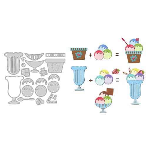 Kombinations-Eiscreme-Stanzformen für Kartenherstellung, Metall-Stanzformen-Sets für DIY, handgemachtes Scrapbooking, Papierbasteln, Festivals, Album, Party, Hochzeit, dekoratives Zubehör Kombinations-Eiscreme-Stanzformen für Kartenherstellung, Metall-Stanzformen-Sets für DIY, handgemachtes Scrapbooking, Papierbasteln, Festivals, Album, Party, Hochzeit, dekoratives Zubehör von DHVTESN