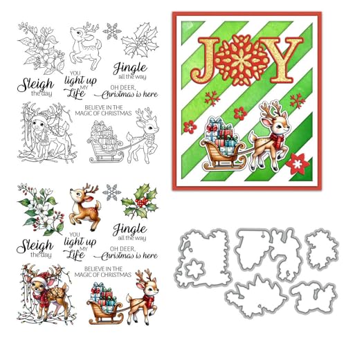 Weihnachts-Stempel und Stanzformen für Kartenherstellung, Schlitten, Efeu, transparenter Silikon-Stempel und Metall-Stanzformen, Sets für DIY, Scrapbooking, Papierbasteln, Siegel, dekoratives Zubehör Weihnachts-Stempel und Stanzformen für Kartenherstellung, Schlitten, Efeu, transparenter Silikon-Stempel und Metall-Stanzformen, Sets für DIY, Scrapbooking, Papierbasteln, Siegel, dekoratives Zubehör von DHVTESN