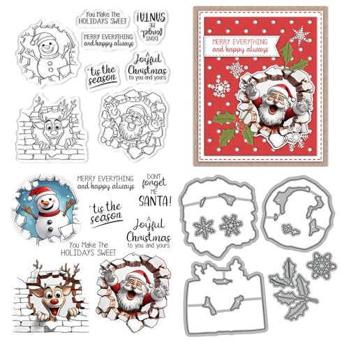 Weihnachtsmann-Stempel und Stanzformen für Kartenherstellung, Schneemann, Sika-Hirsch, transparenter Silikon-Stempel und Metall-Stanzformen-Sets für DIY, Scrapbooking, Papierbasteln, Siegel Weihnachtsmann-Stempel und Stanzformen für Kartenherstellung, Schneemann, Sika-Hirsch, transparenter Silikon-Stempel und Metall-Stanzformen-Sets für DIY, Scrapbooking, Papierbasteln, Siegel von DHVTESN
