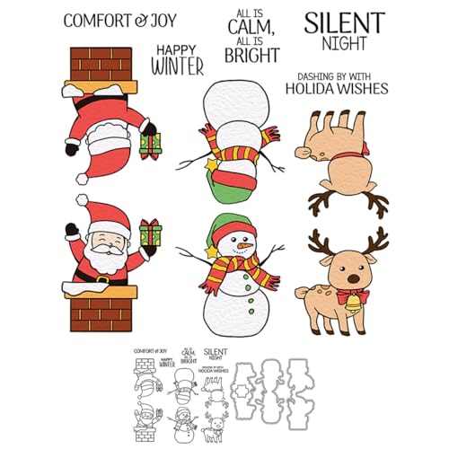 Weihnachtsmann-Stempel und Stanzformen für Kartenherstellung, Schneemann, Sika-Hirsch, transparenter Silikon-Stempel und Metall-Stanzformen-Sets für DIY, Scrapbooking, Papierbasteln, Siegel Weihnachtsmann-Stempel und Stanzformen für Kartenherstellung, Schneemann, Sika-Hirsch, transparenter Silikon-Stempel und Metall-Stanzformen-Sets für DIY, Scrapbooking, Papierbasteln, Siegel von DHVTESN