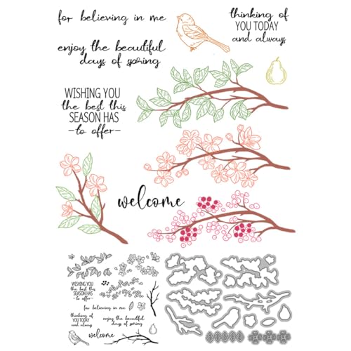 Zweige Blätter Blumen Stempel und Stanzformen für Kartenherstellung Vögel Transparent Silikon Clear Stempel und Metall Stanzformen Sets für DIY Scrapbooking Papier Handwerk Dichtungen Dekorative Zweige Blätter Blumen Stempel und Stanzformen für Kartenherstellung Vögel Transparent Silikon Clear Stempel und Metall Stanzformen Sets für DIY Scrapbooking Papier Handwerk Dichtungen Dekorative von DHVTESN