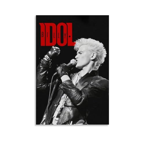 DHWDPO Billy Poster Idol Sänger Vintage Schwarz-Weiß Poster Leinwand Wandkunst Dekor Gemälde für Zuhause Wohnzimmer Schlafzimmer 60 x 90 cm Ungerahmt von DHWDPO