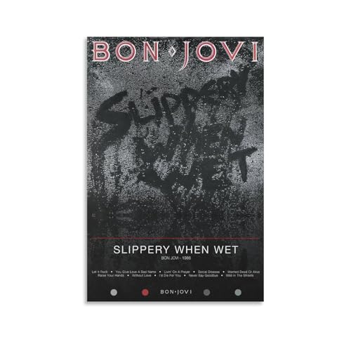 DHWDPO Bon Poster Jovi-Slippery When Wet Album Poster Leinwand Wandkunst Dekor Gemälde für Zuhause, Wohnzimmer, Schlafzimmer, 40 x 60 cm, ungerahmt von DHWDPO