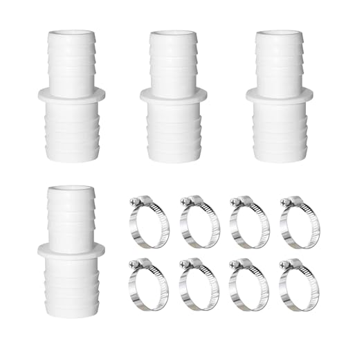 DHWEKU 4 Pcs Poolschlauch Verbinder 38mm,Schlauchverbinder 38mm auf 38mm,Pool Adapter mit 8 Edelstahl Schlauchschellen,Adapter für Poolschlauch Doppelschlauchtülle von DHWEKU