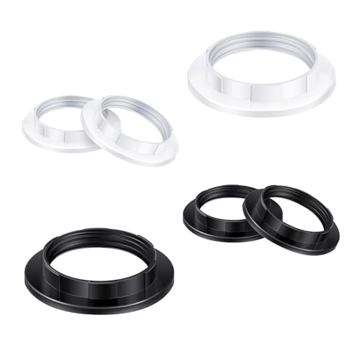 DHWEKU 6 Stück E27 Schraubring Kunststoff, E27 Schraubring für Lampenfassung, Hitzebeständige Gewinde Ring für Lampenschirm, Für Lampen Schirm oder Glas-Elemente,40MM,Weiß und Schwarz DHWEKU 6 Stück E27 Schraubring Kunststoff, E27 Schraubring für Lampenfassung, Hitzebeständige Gewinde Ring für Lampenschirm, Für Lampen Schirm oder Glas-Elemente,40MM,Weiß und Schwarz von DHWEKU