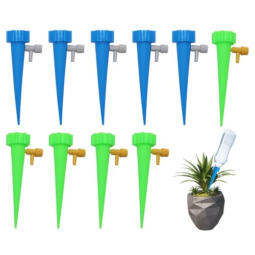 DHWEKU Bewässerungssystem Zimmerpflanzen Garten,10 Stück Automatische Bewässerung Zimmerpflanzen Urlaub, Pflanzen Bewässerung Spikes Einstellbar zur Blumen Gemüse im Innenbereich für Außenbereich von DHWEKU