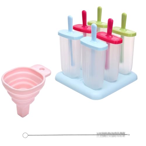 DHWEKU Eis Am Stiel, 6 Hohlräume Antihaftend Wassereis Formen, Silikon Eis Am Stiel Formen Mit Silikontrichter Und Reinigungsbürste DIY Popsicle, BPA-Freie DHWEKU Eis Am Stiel, 6 Hohlräume Antihaftend Wassereis Formen, Silikon Eis Am Stiel Formen Mit Silikontrichter Und Reinigungsbürste DIY Popsicle, BPA-Freie von DHWEKU