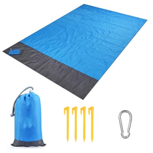 DHWEKU Stranddecke Super Groß 210cm x 200cm für Strandurlaub Reisen Camping, Leicht und Tragbar, Schnelltrocknend Sandfrei und Wasserdicht - Blau von DHWEKU
