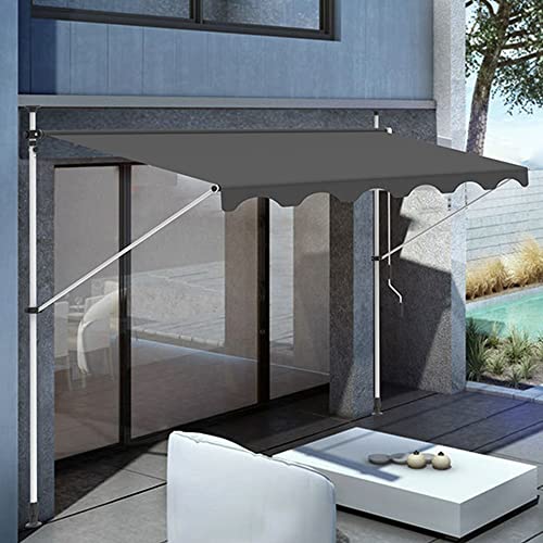 Manuell einziehbare Markise, Terrassenmarkise für den Außenbereich ohne Schrauben, verstellbare Pergola-Sonnenschutzabdeckung mit UV-Schutz, Außenüberdachung für Fenster oder Tür,250x120CM von DHXYHQY