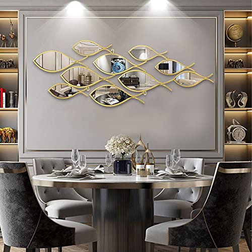 Fischschwarm, Spiegelfläche, Wanddekoration, 3D, großer Metall-Wandkunstfisch, Vintage-Gold-Schmiedeeisen-Fischkunst, Heimdekoration für Boot, nautischen Ozean Fischschwarm, Spiegelfläche, Wanddekoration, 3D, großer Metall-Wandkunstfisch, Vintage-Gold-Schmiedeeisen-Fischkunst, Heimdekoration für Boot, nautischen Ozean von DHXYHXS