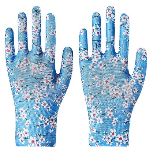 Arbeitshandschuhe für Gartenbau Gartenhandschuhe mit Blumenmuster und Palmenbeschichtung for die Hofreinigung. Rutschfeste Arbeitshandschuhe for Damen. Arbeitsschutzhandschuhe for den Haushalt(A5) von DHYUACN